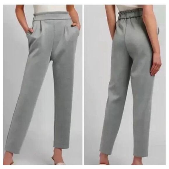 Express Trousers Women MEDIUM Gray Supersoft Double Knit Ankle Pull on High Rise